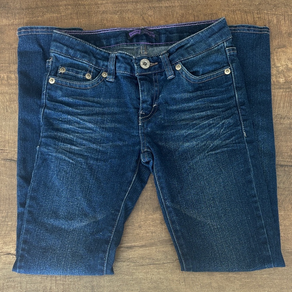 Levi's Girls Dark Blue Distressed Denim Legging Skinny Jeans (8 regular)